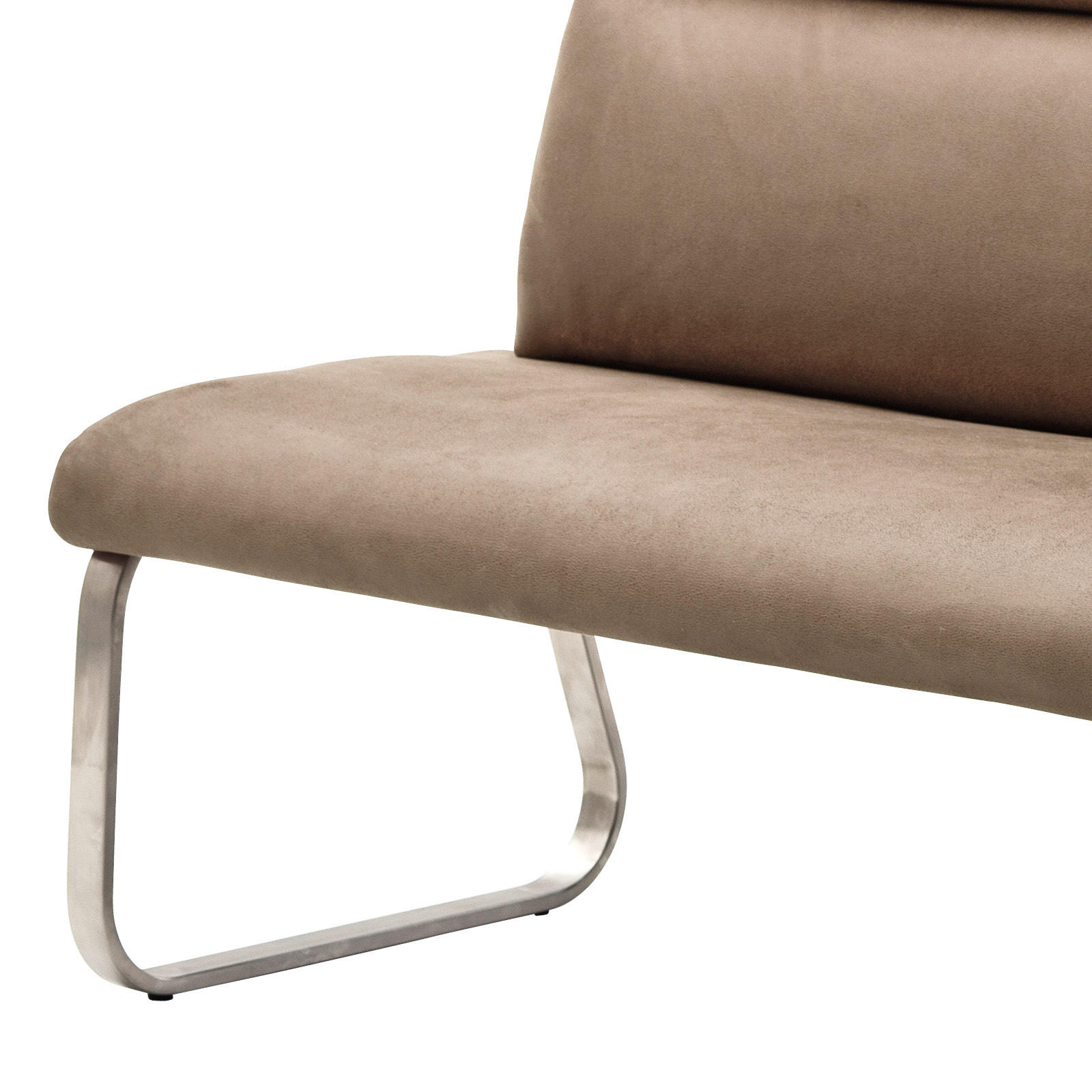 SITZBANK in Metall, Textil Edelstahlfarben, Sandfarben - Sandfarben/Edelstahlfarben, Design, Textil/Metall (180/98/70cm) - Livetastic