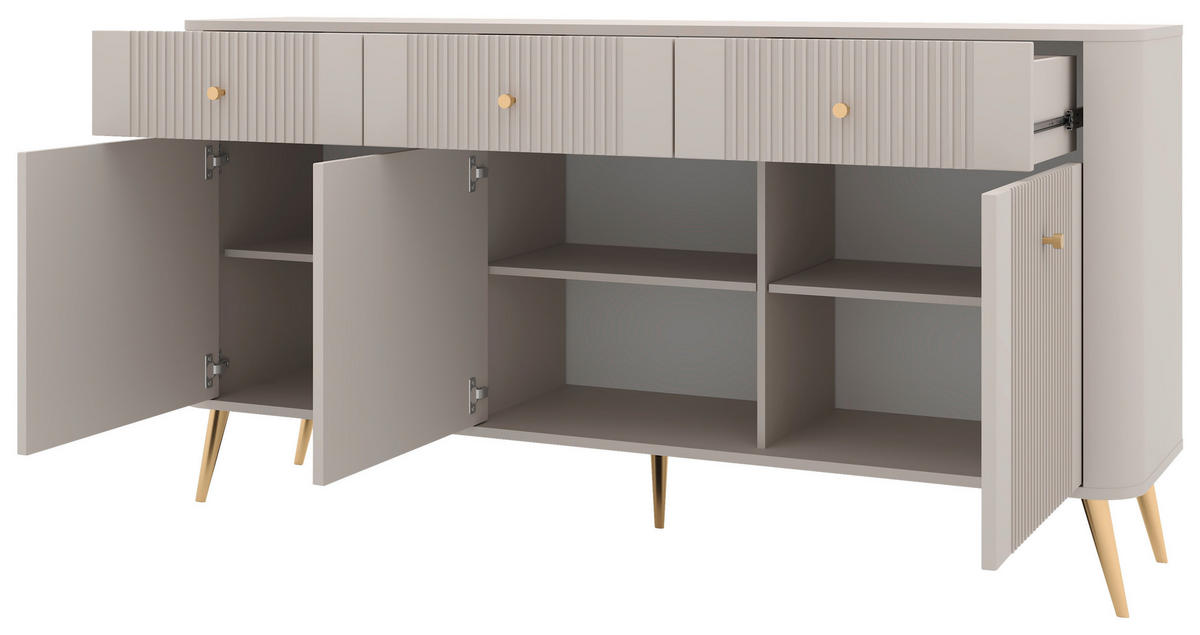 SIDEBOARD Avanti  in 165/87,5/39 cm  - Kaschmir/Goldfarben, Design, Holzwerkstoff/Metall (165/87,5/39cm) - Boxxx