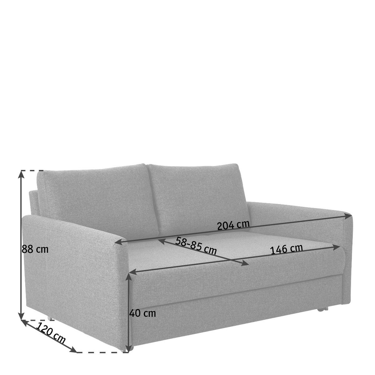 SCHLAFSOFA in Flachgewebe Grau  - Grau, Design, Textil (166-204/88/110-120cm) - Bali