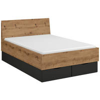 BETT 120/200 cm,  in Graphitfarben, Eiche Artisan, Bettschublade  - Graphitfarben/Eiche Artisan, Trend (120/200cm) - Stylife