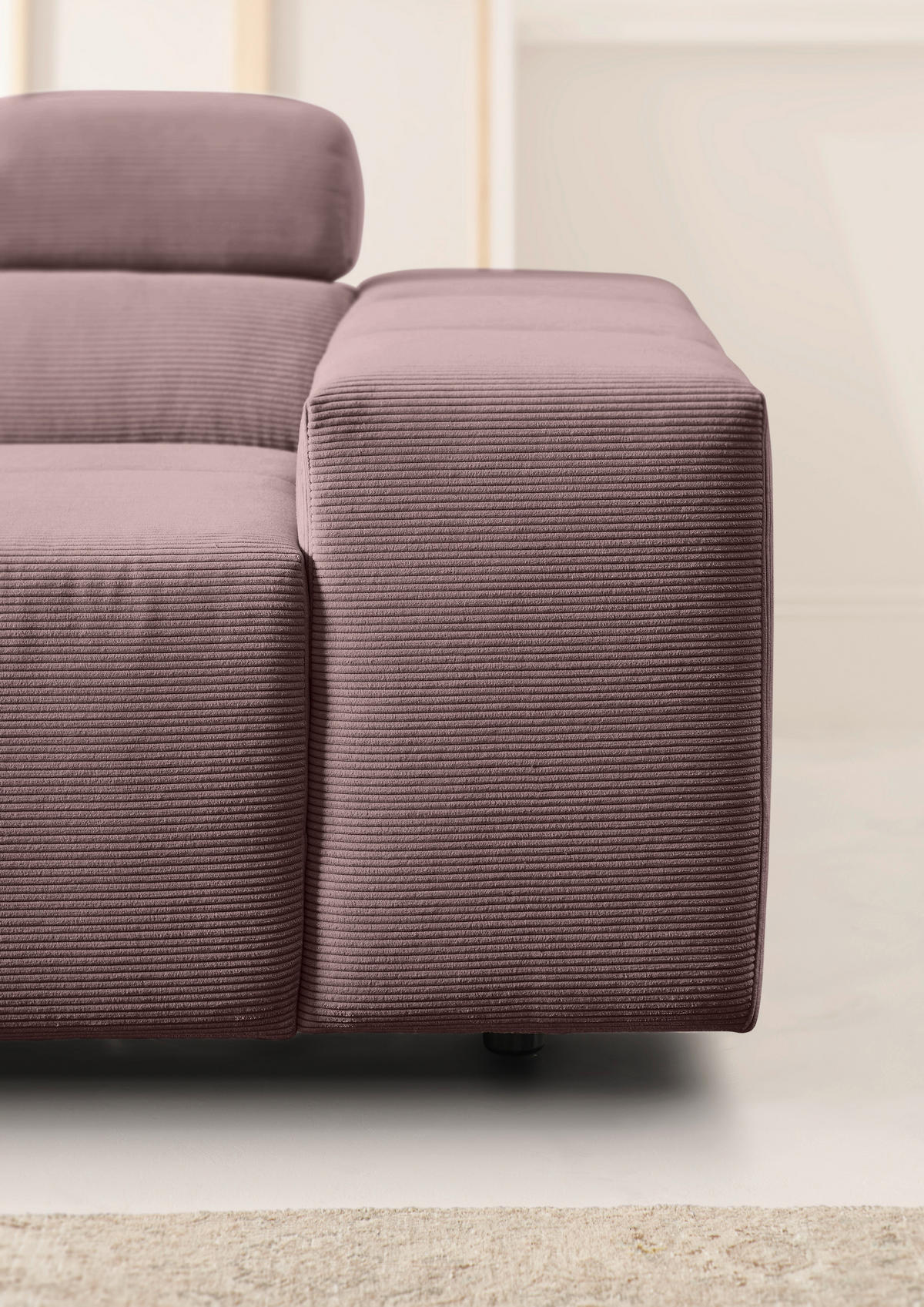 ECKSOFA Altrosa Feincord  - Schwarz/Altrosa, Design, Kunststoff/Textil (215/319cm) - Hom`in