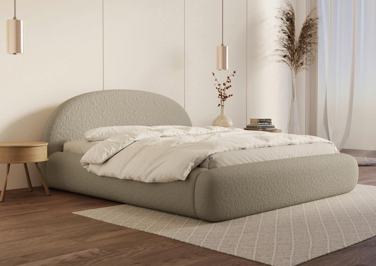 POLSTERBETT 180/200 cm,  in Taupe, gepolstertes Kopfteil, Lattenrost, Bettkasten,  - Taupe/Schwarz, Design, Holz/Textil (180/200cm) - Chameo