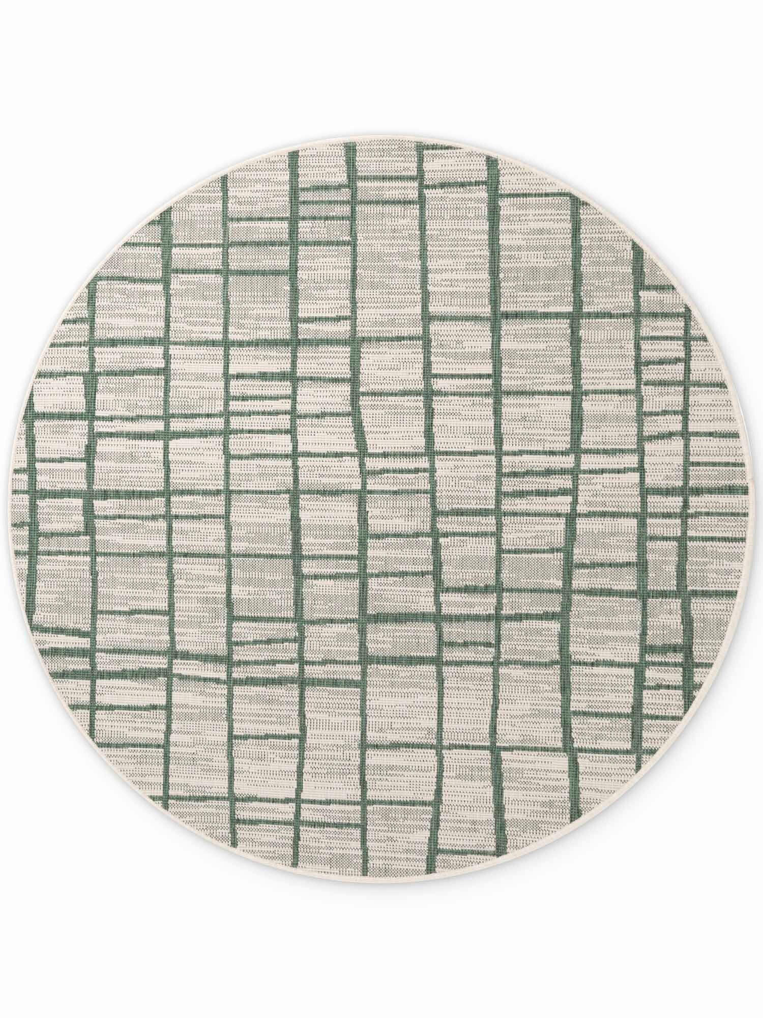 FLACHWEBETEPPICH 200 cm Haringey Grün, Weiß rund  - Weiß/Grün, Design, Kunststoff (200cm)