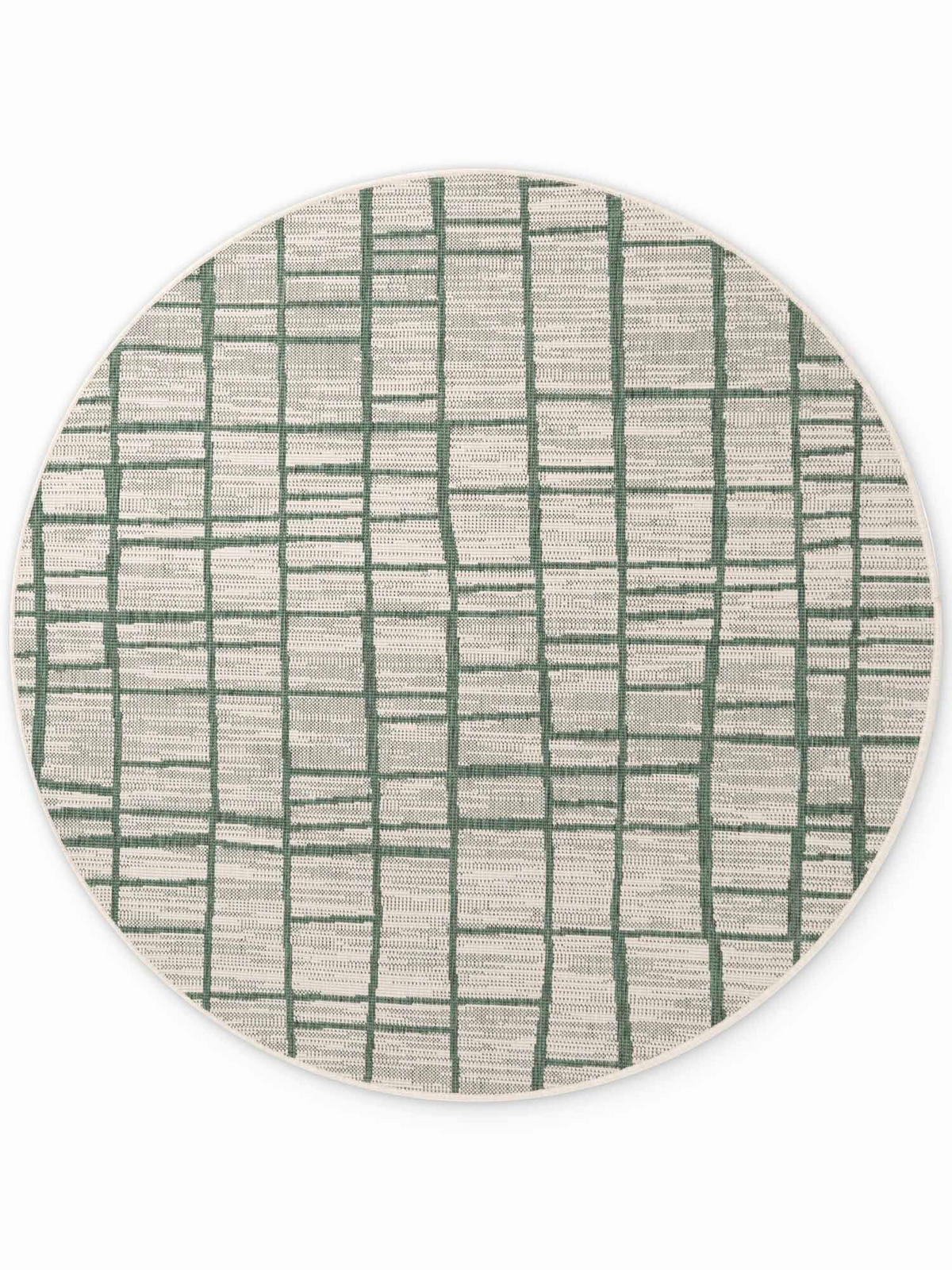 FLACHWEBETEPPICH 200 cm Haringey Grün, Weiß rund  - Weiß/Grün, Design, Kunststoff (200cm)