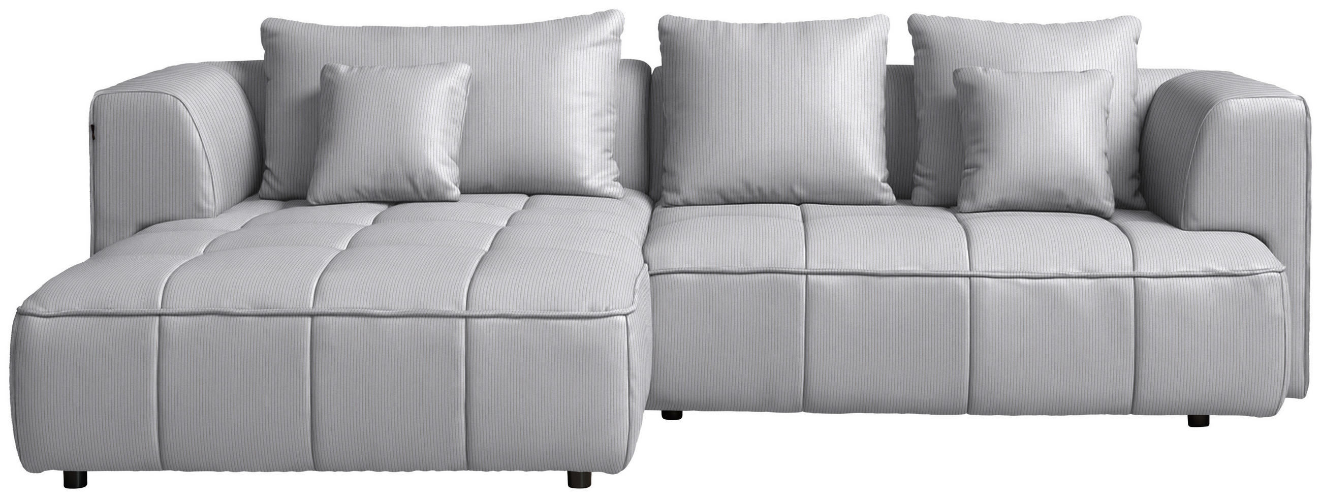 ECKSOFA  in Feincord Hellgrau  188/288 cm  - Hellgrau/Schwarz, Design, Kunststoff/Textil (188/288cm) - Welnova