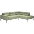 ECKSOFA Olivgrün Flachgewebe  - Chromfarben/Olivgrün, KONVENTIONELL, Textil/Metall (282/224cm) - Hom`in