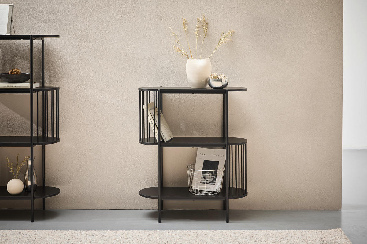 REGÁL, čierna, železo, 80/95/34 cm - čierna, Trend, kov/kompozitné drevo (80/95/34cm) - Xora