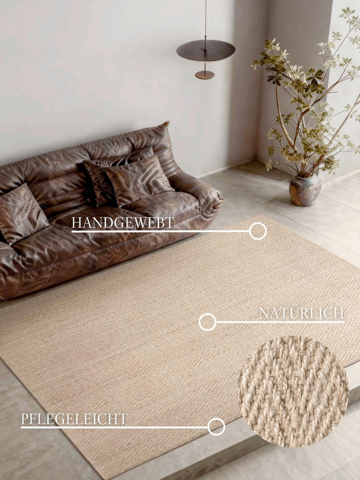 JUTETEPPICH 200/300 cm Elfenbein rechteckig  - Elfenbein, Basics, Textil (200/300cm) - Hanse Home