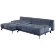 ECKSOFA in Chenille Dunkelblau  - Schwarz/Dunkelblau, MODERN, Textil/Metall (182/290cm) - Hom`in