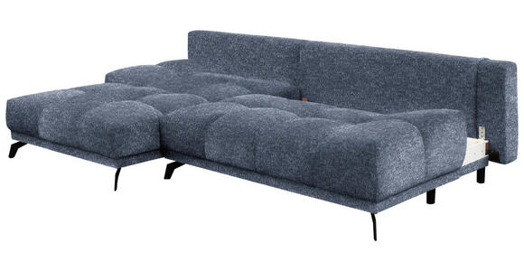 ECKSOFA in Chenille Dunkelblau  - Schwarz/Dunkelblau, MODERN, Textil/Metall (182/290cm) - Hom`in