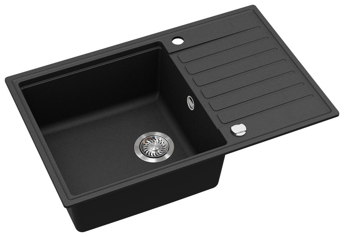 SPÜLE TILA105BL  - Schwarz, Basics, Stein (78/20/50cm) - Visiona