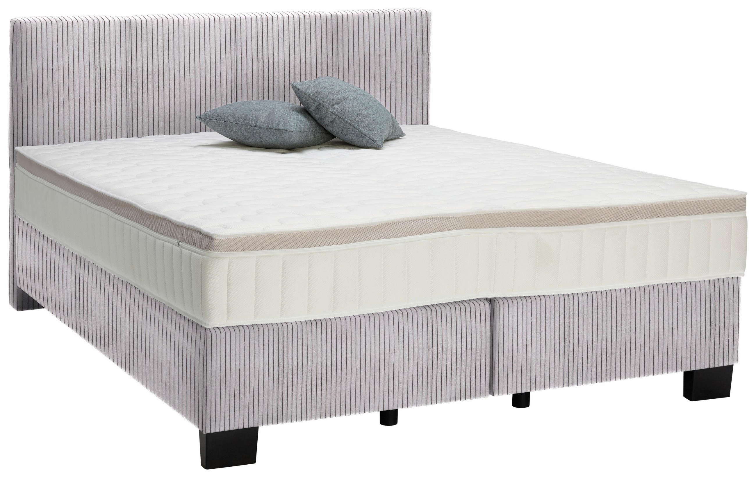 BOXSPRINGBETT 160/200 cm  in Grau  - Schwarz/Grau, Design, Kunststoff/Textil (160/200cm) - Hom`in