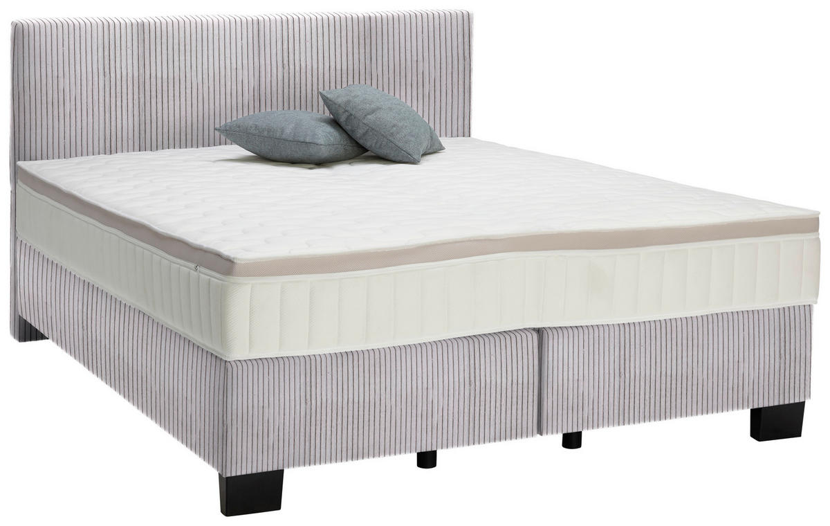 BOXSPRINGBETT 180/200 cm  in Grau  - Schwarz/Grau, Design, Kunststoff/Textil (180/200cm) - Hom`in