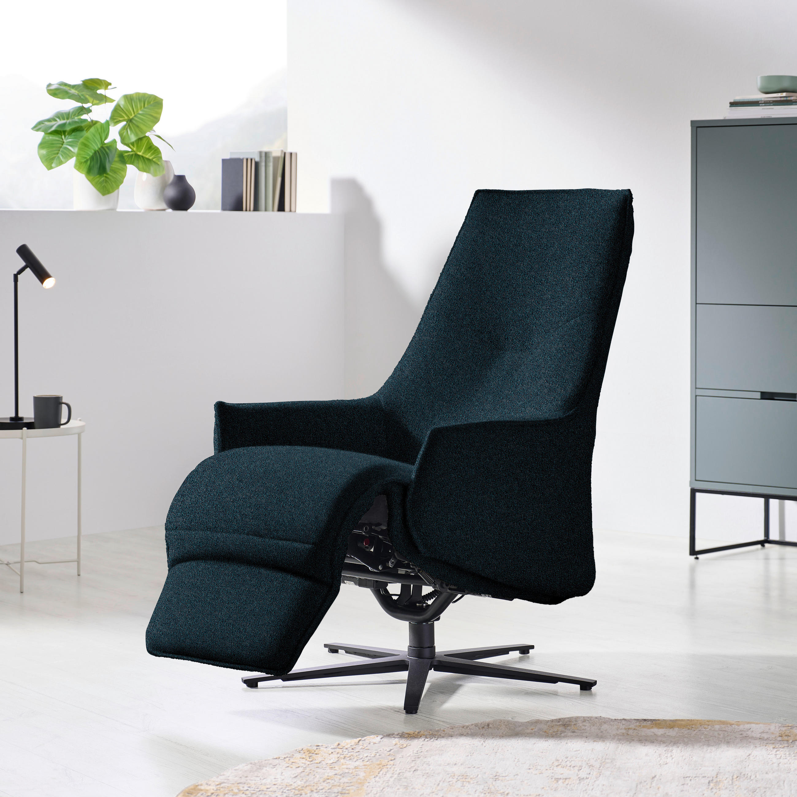 RELAXSESSEL in Textil Dunkelblau  - Anthrazit/Dunkelblau, Design, Textil/Metall (70/112/85cm) - Himolla
