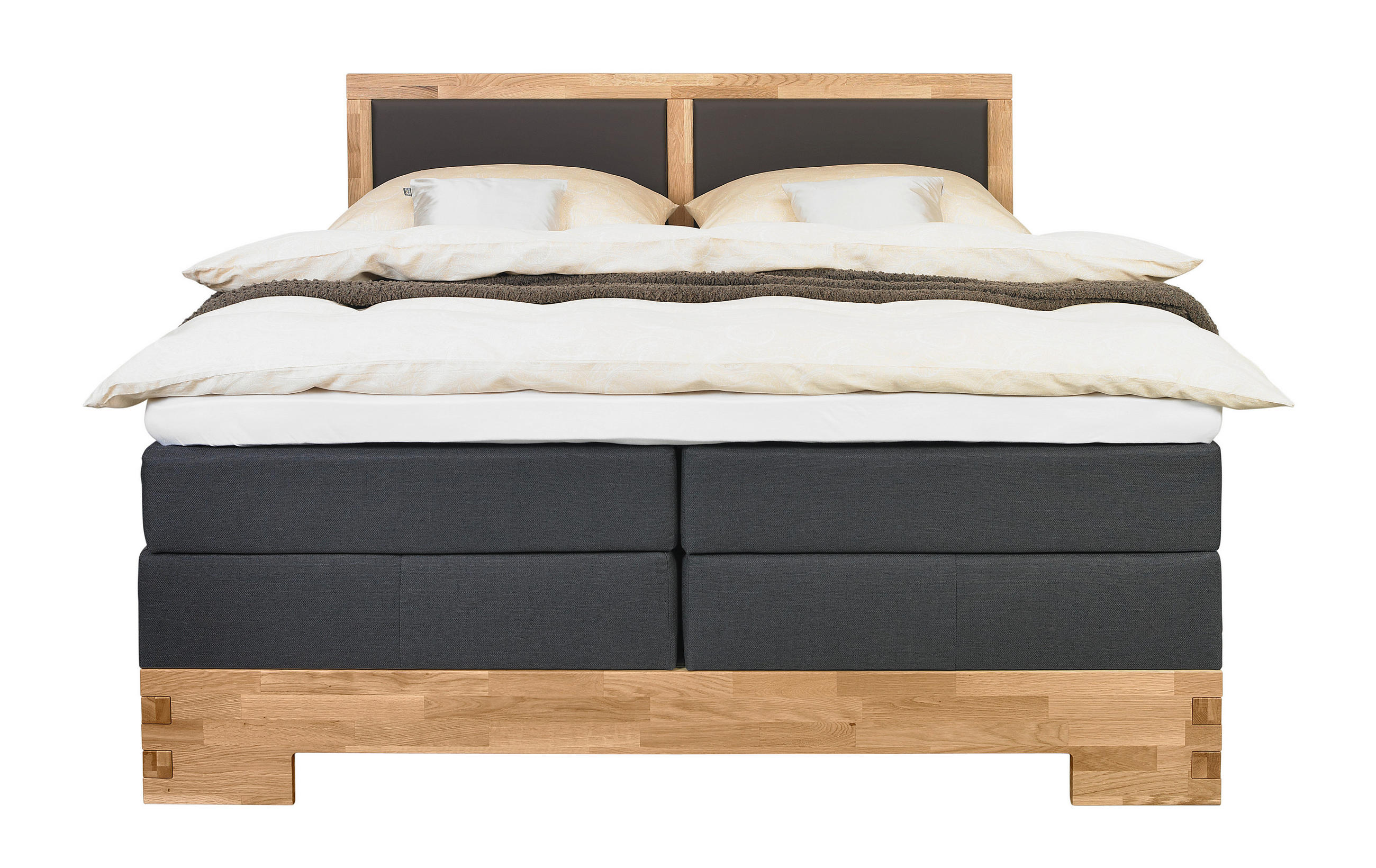 BOXSPRINGBETT 200/200 cm  in Braun, Eichefarben  - Eichefarben/Braun, Design, Holz/Textil (200/200cm) - Linea Natura