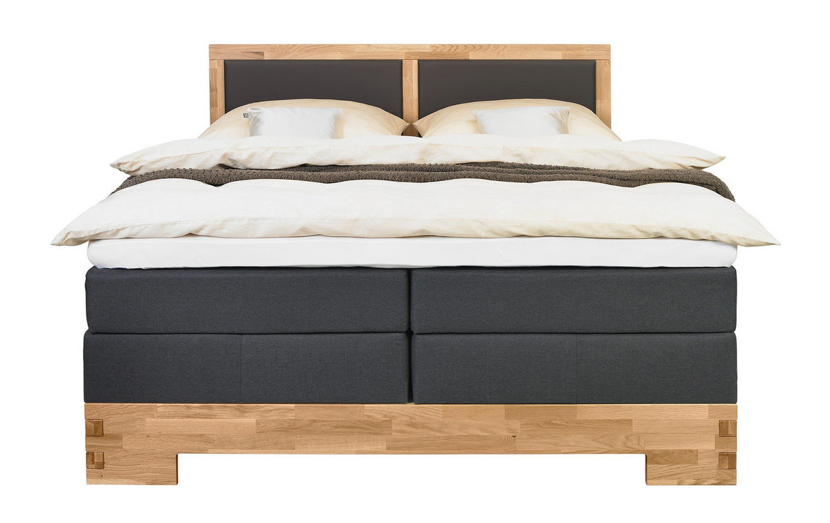 BOXSPRINGBETT 180/200 cm  in Braun, Eichefarben  - Eichefarben/Braun, Design, Holz/Textil (180/200cm) - Linea Natura