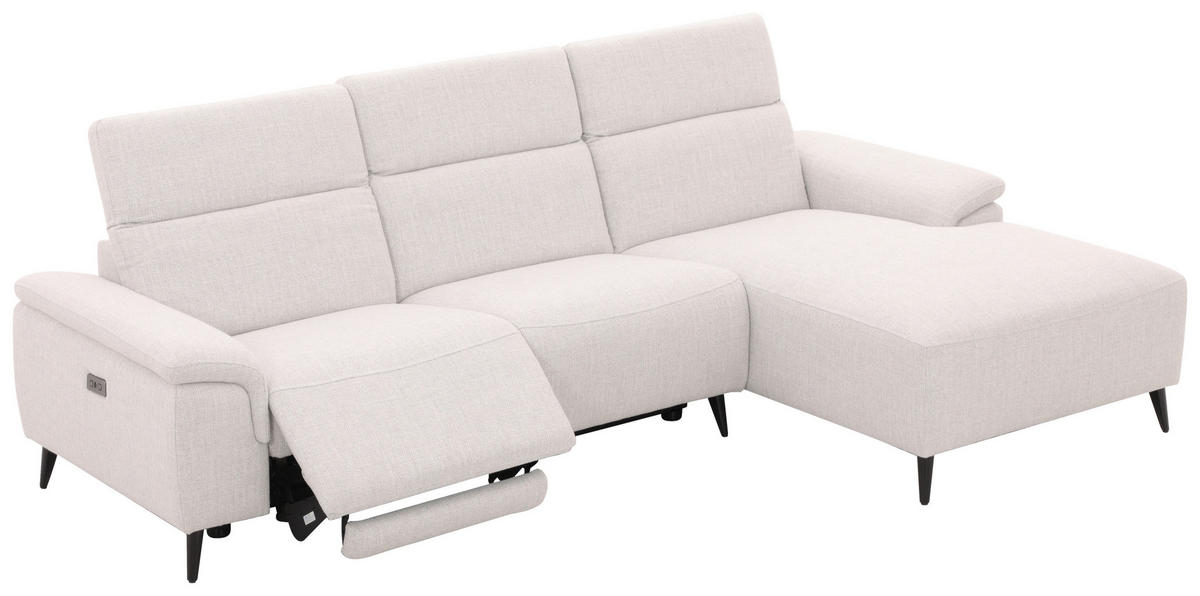 ECKSOFA inkl. Funktionen Hellgrau Leinenoptik  - Schwarzchrom/Hellgrau, Design, Holz/Kunststoff (270/75/171cm) - Xora