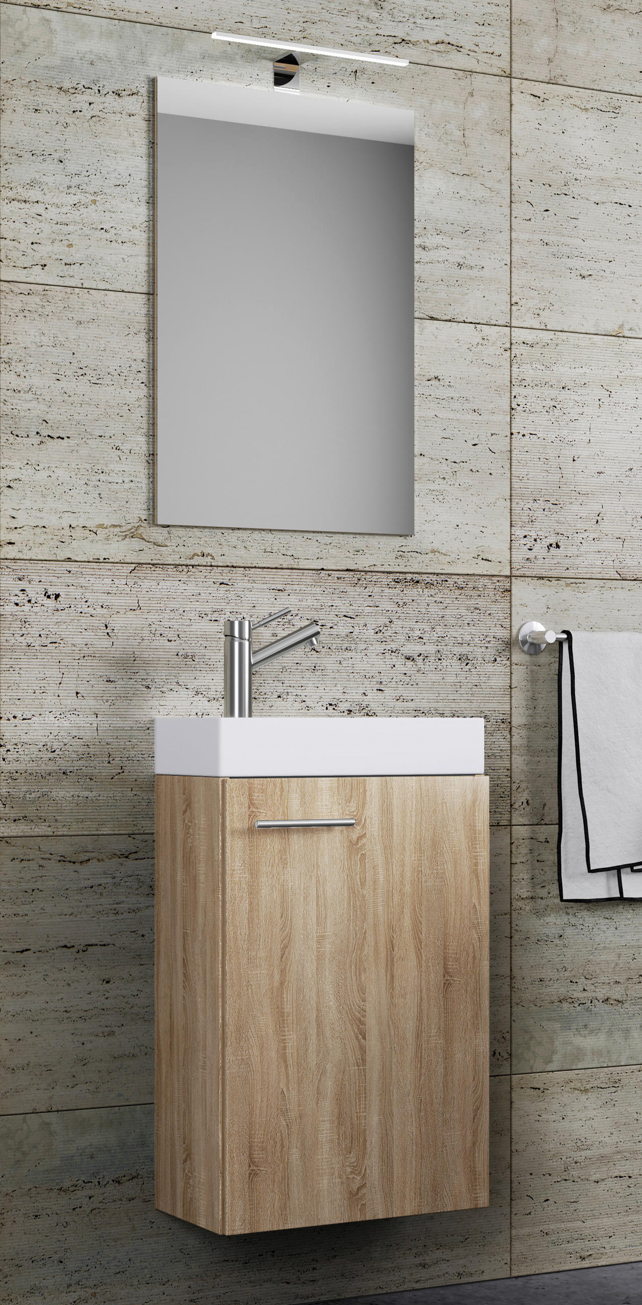 GÄSTEBAD 41 cm - Weiß/Sonoma Eiche, MODERN, Keramik (41cm) - MID.YOU