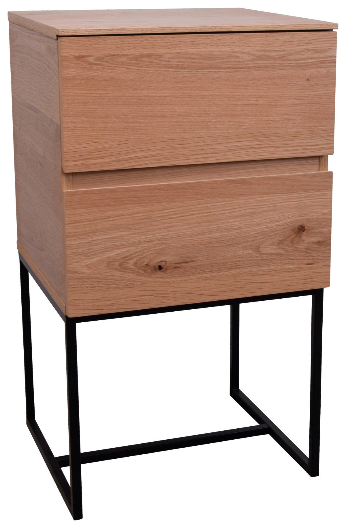 SÄNGBORD i faner ek svart, ekfärgad  - svart/ekfärgad, Klassisk, metall/trämaterial (42/75/40cm) - home24