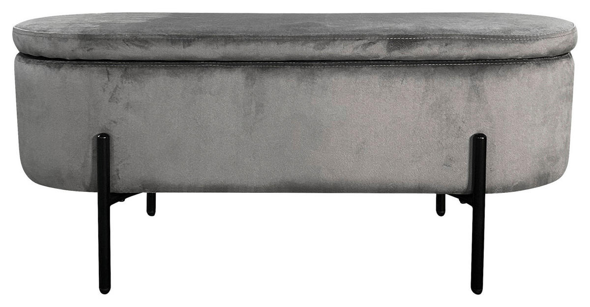 SITZBANK 95/42/37,5 cm Samt Grau, Schwarz  - Schwarz/Grau, Design, Textil/Metall (95/42/37,5cm) - MID.YOU