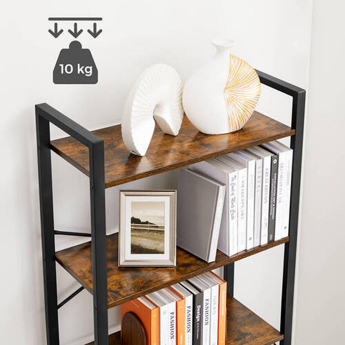 REGAL  66/186/30 cm  - Schwarz/Braun, Trend, Holzwerkstoff/Metall (66/186/30cm) - Boxxx