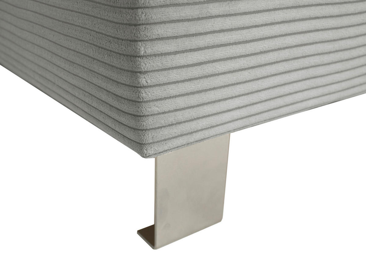 ECKSOFA in Cord Grau  - Silberfarben/Grau, Design, Textil/Metall (250/167cm) - Xora