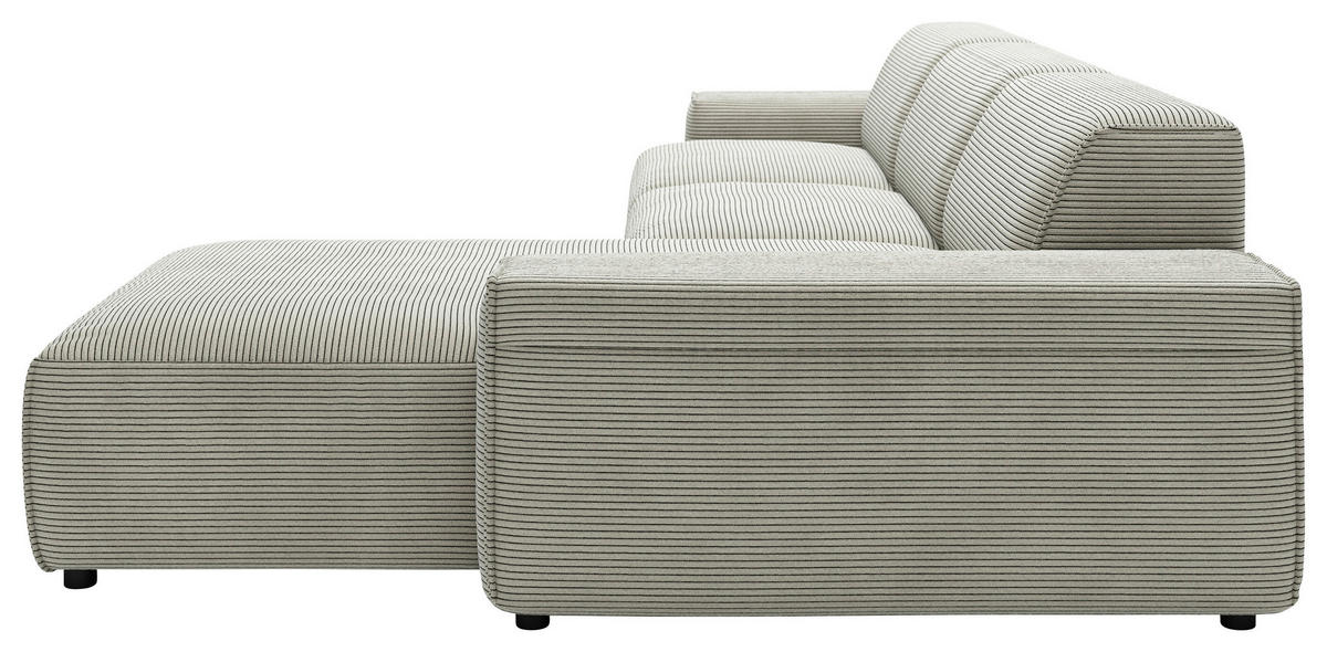 ECKSOFA in Cord Grauweiss  - Schwarz/Grauweiss, Design, Kunststoff/Textil (300/189cm) - Pure Home Lifestyle