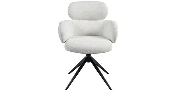 ARMLEHNSTUHL in Eisen Webstoff - Creme/Schwarz, Design, Textil/Metall (64/88/62cm) - Novel