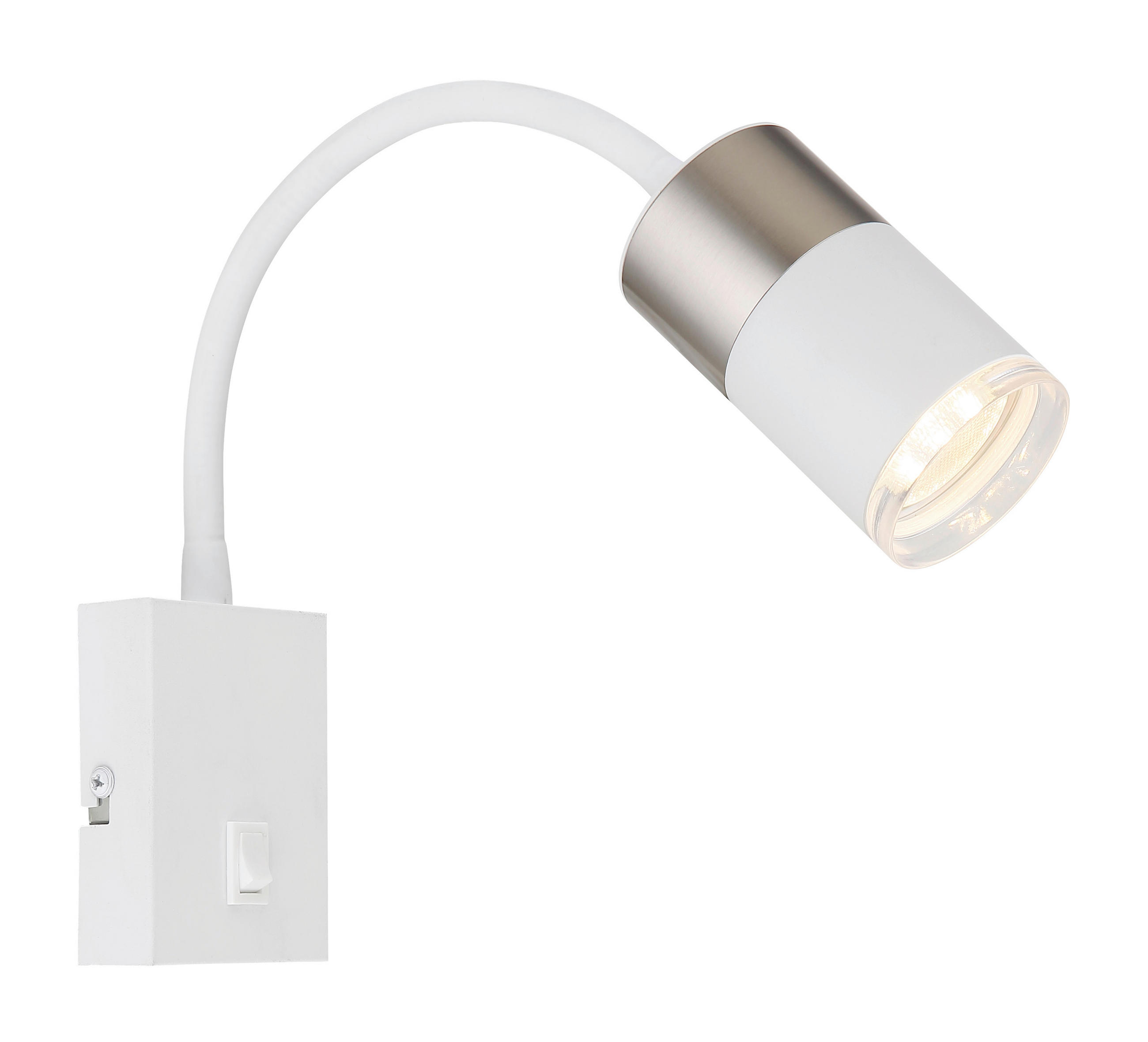 VÄGGLAMPA BRISBON 7/43 cm   - vit/nickelfärgad, Design, metall/plast (7/43cm) - Globo