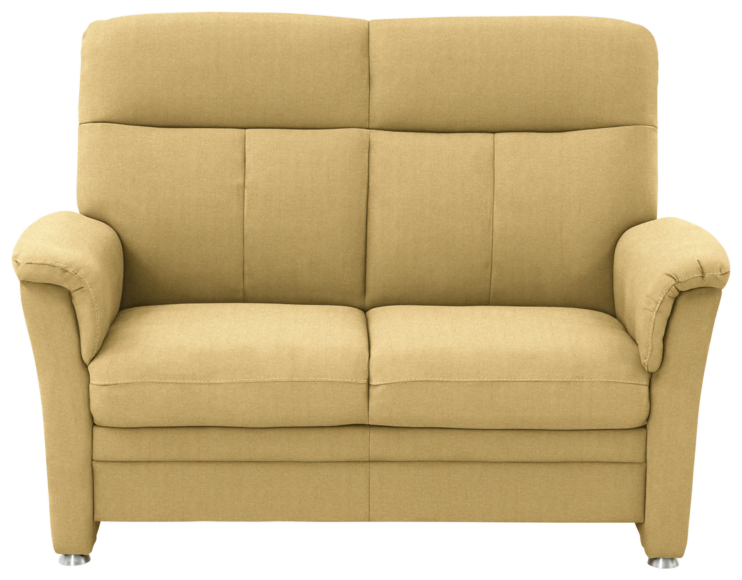2-SITZER-SOFA  in Flachgewebe Gelb  - Gelb/Alufarben, KONVENTIONELL, Textil/Metall (142/100/89cm) - Beldomo Comfort