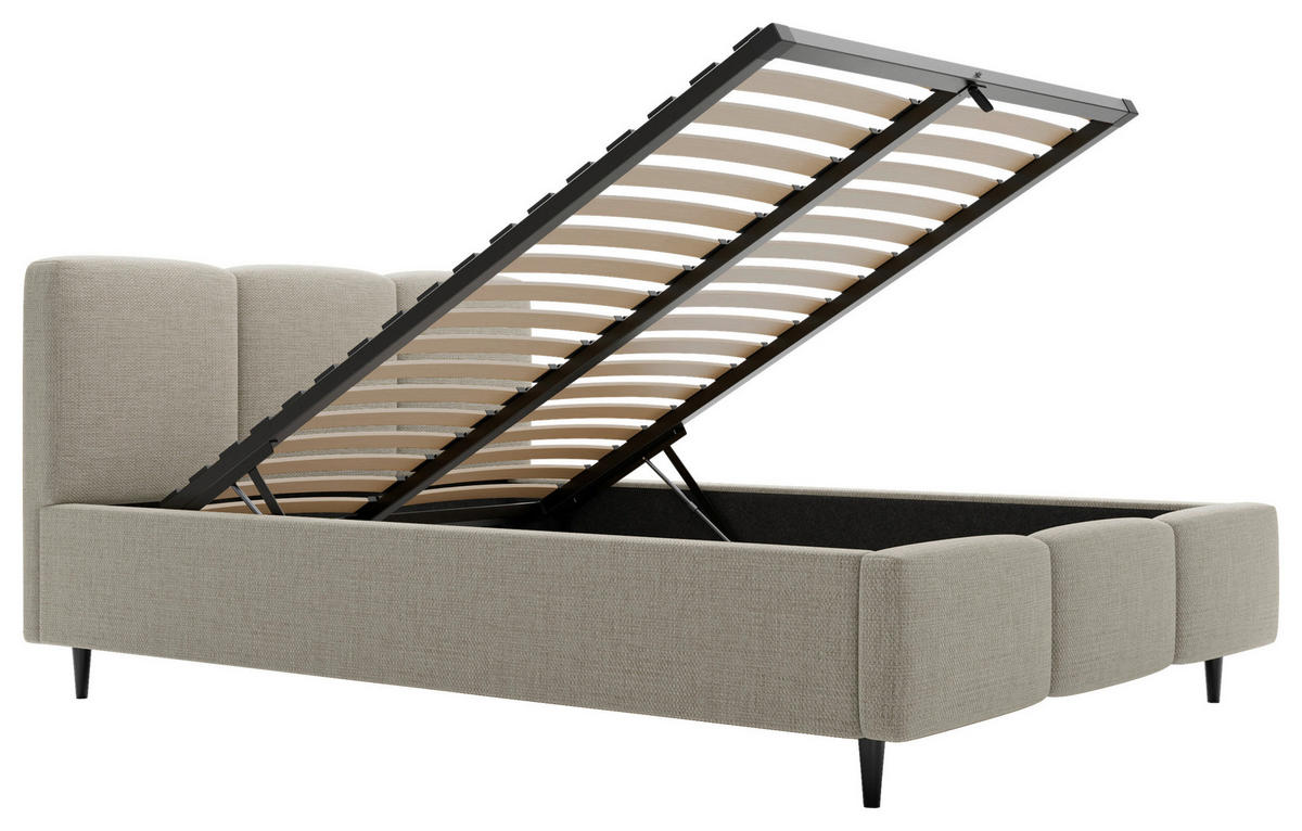 POLSTERBETT Lattenrost, Bettkasten 160/200 cm  in Taupe  - Taupe/Schwarz, Design, Holz/Textil (160/200cm) - Boxxx