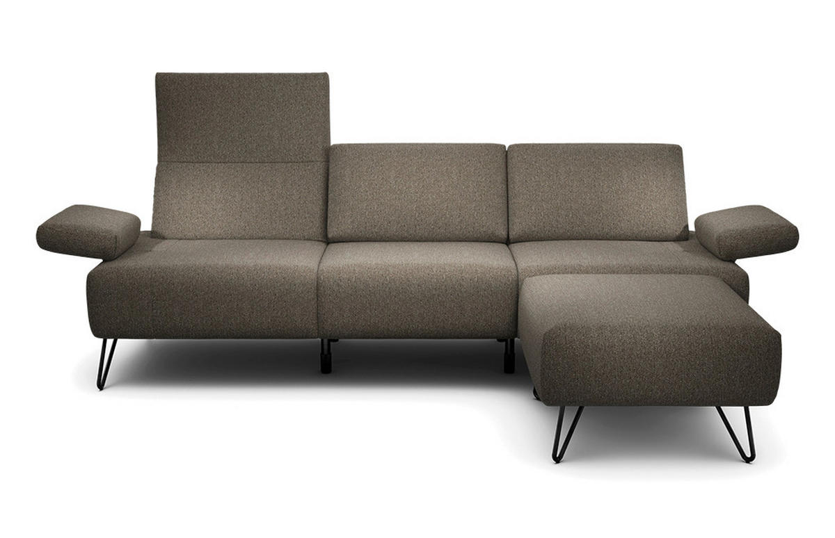 3-SITZER-SOFA Chenille Braun  - Schwarz/Braun, Design, Textil/Metall (234-264/85/86-94cm) - SENSOO