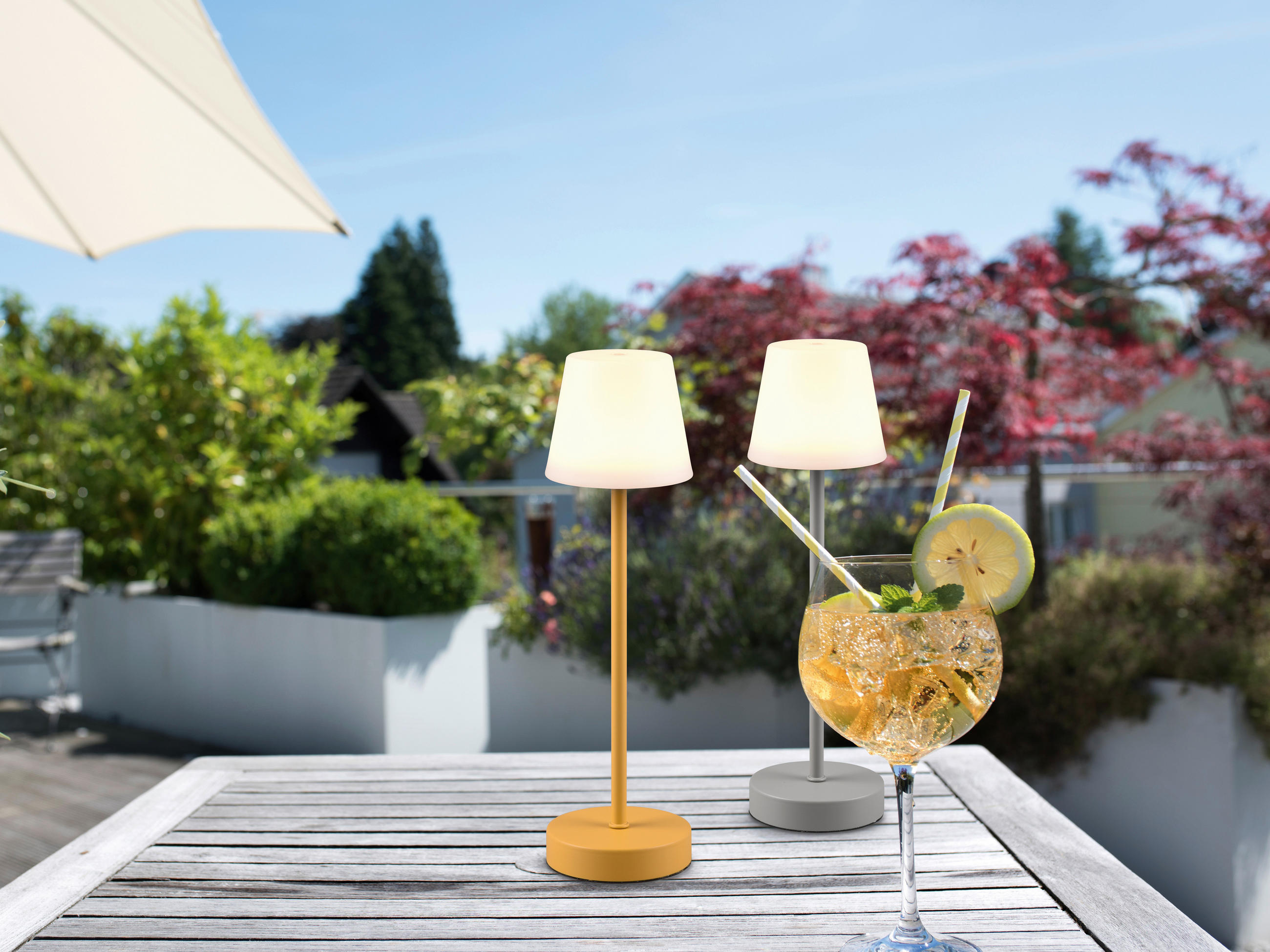 STOLNÍ LAMPA NA BATERIE, tlačítkový spínač, 11,00/39,00 cm  - bílá/černá, Konvenční, kov/plast (11,00/39,00cm)