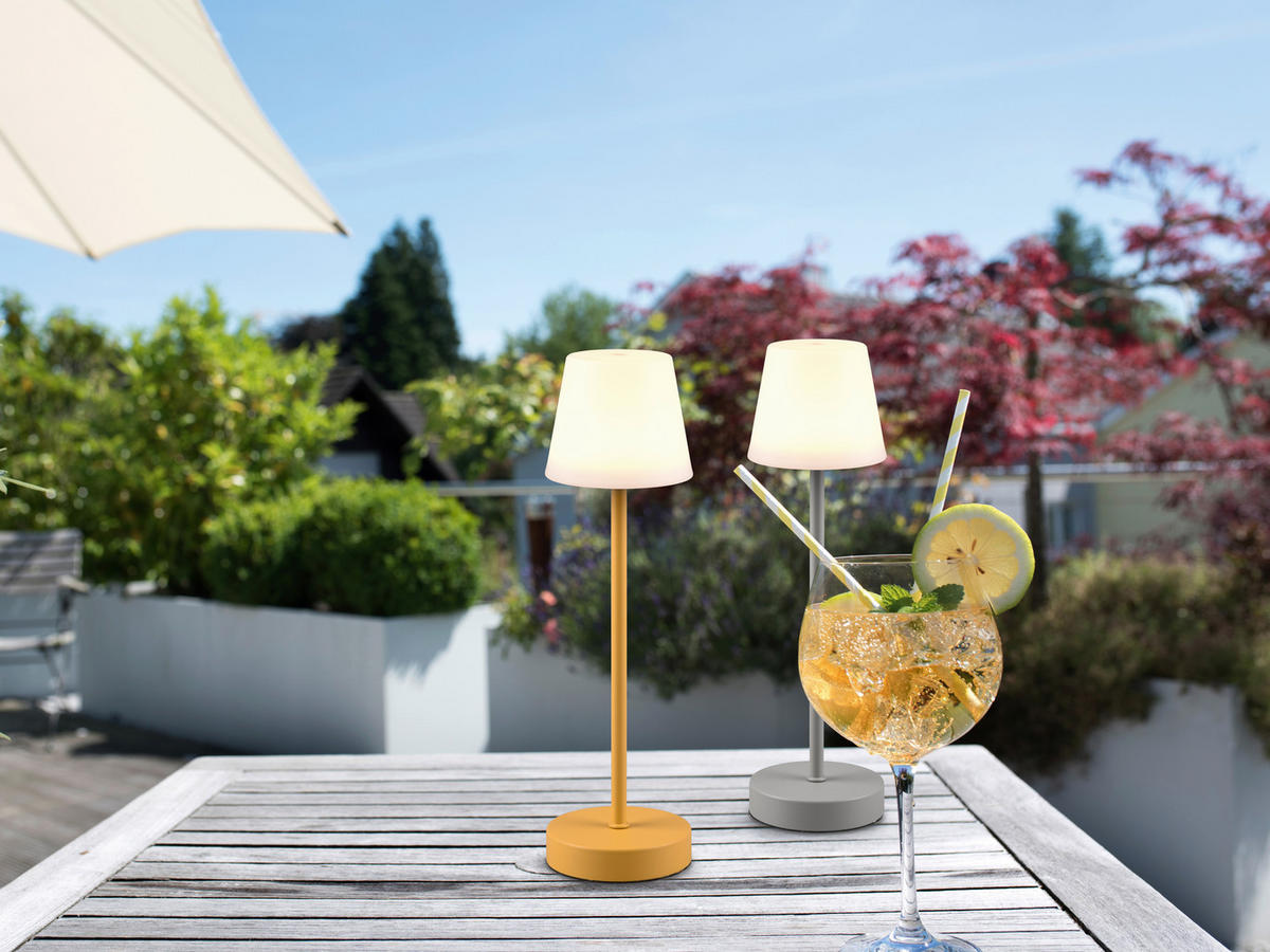 STOLNÍ LAMPA NA BATERIE, tlačítkový spínač, 11,00/39,00 cm  - bílá/černá, Konvenční, kov/plast (11,00/39,00cm)