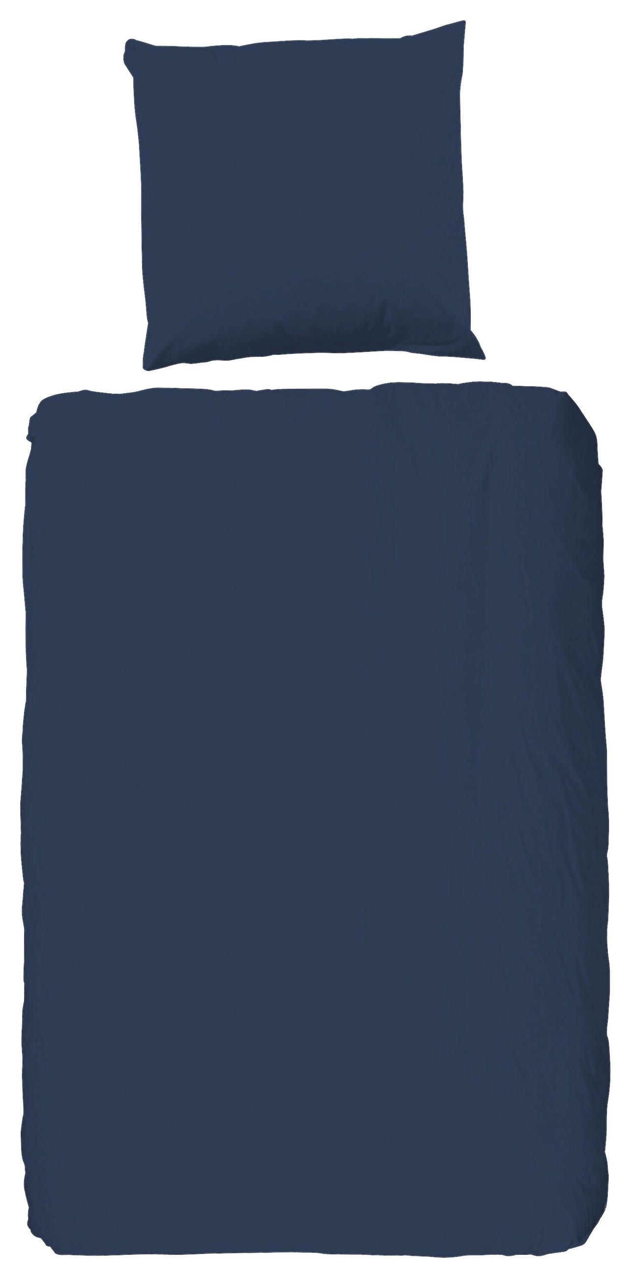 BETTWÄSCHE Uni Dark Blue Satin 135/200 cm - Dunkelblau, Basics, Textil (135/200cm)