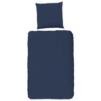 BETTWÄSCHE Uni Dark Blue Satin 135/200 cm  - Dunkelblau, Basics, Textil (135/200cm)