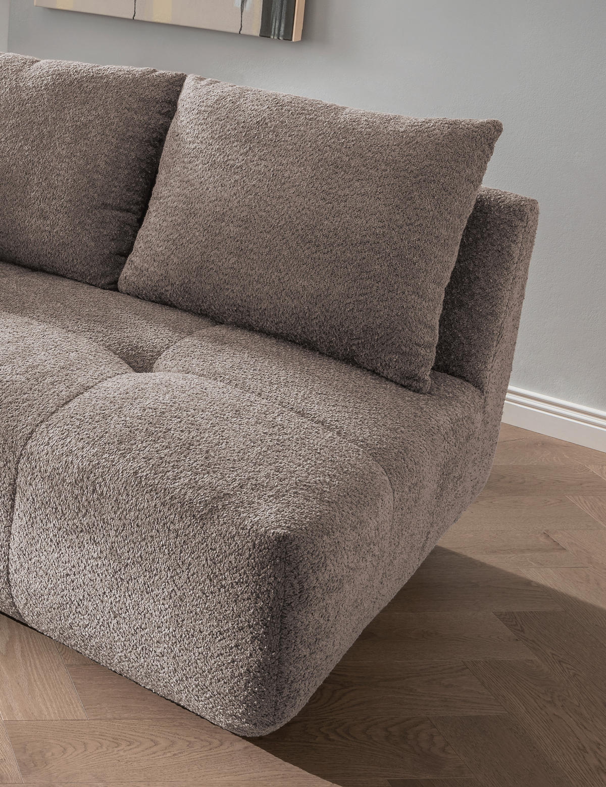 BIGSOFA Bouclé Taupe  - Taupe/Schwarz, MODERN, Kunststoff/Textil (323/91/155cm) - Livetastic