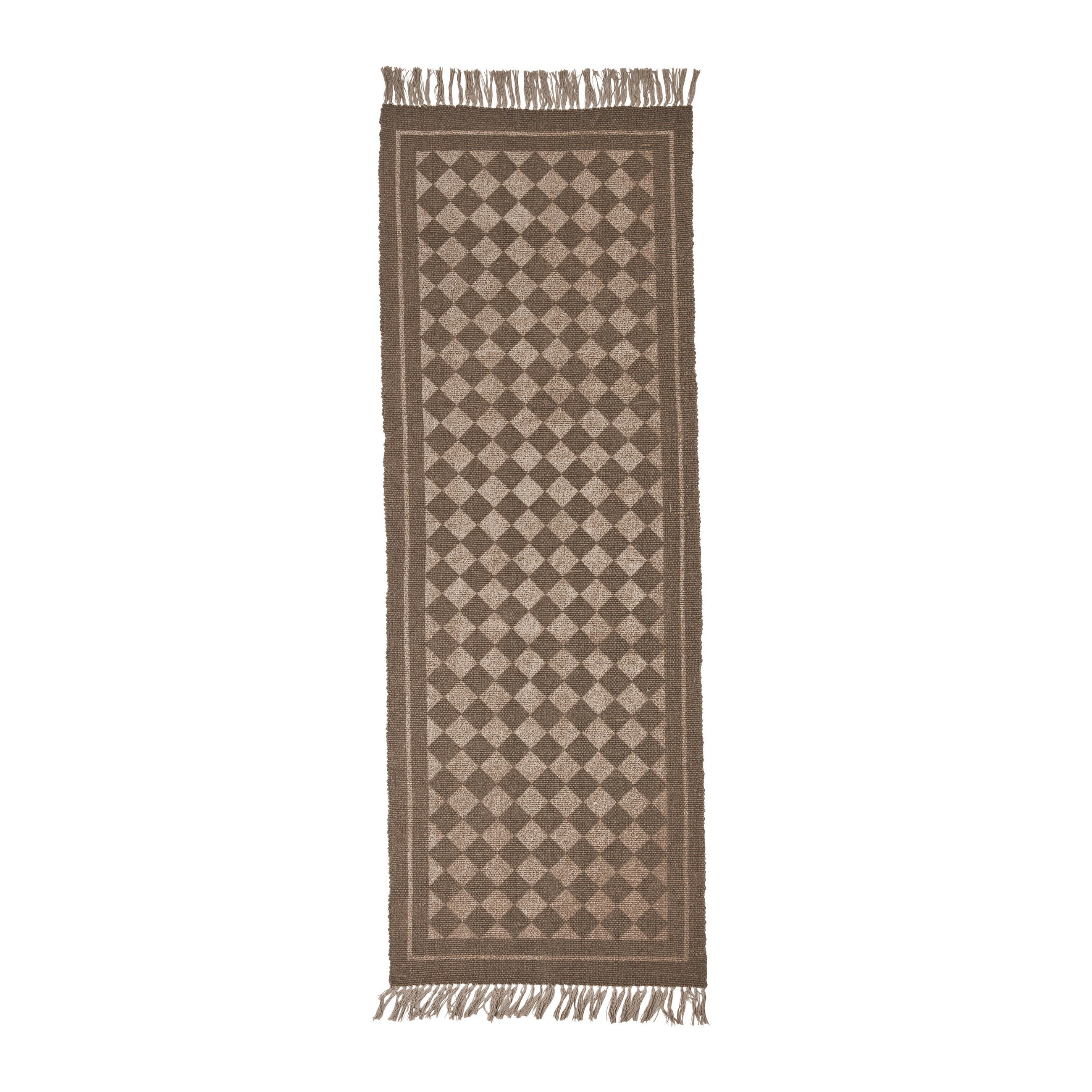 FLATVÄVD MATTA 70/200 cm Check  - beige/brun, Basics, textil (70/200cm)