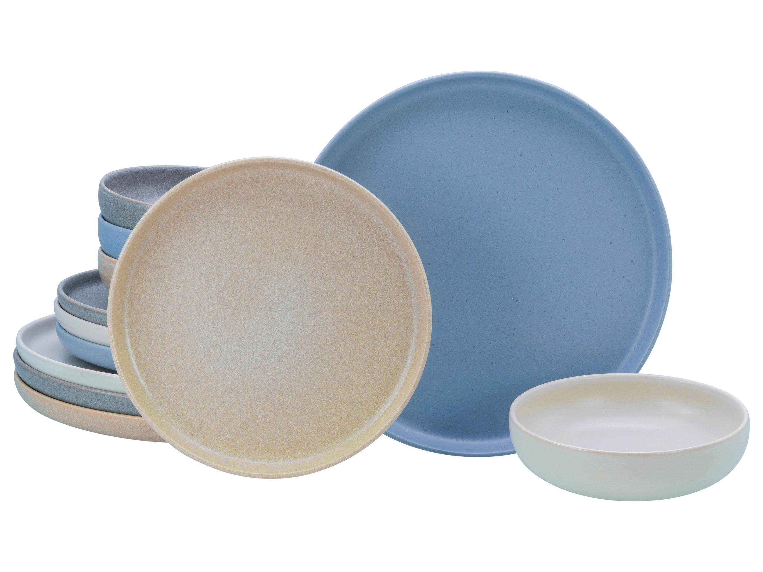 SERVIS Uno Nordic 12 delar  - sandfärgad/ljusblå, Basics, keramik - Creatable