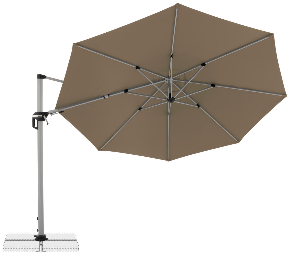 AMPELSCHIRM 370 cm Greige  - Greige/Silberfarben, Basics, Textil/Metall (370cm) - Doppler