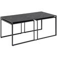 COUCHTISCHSET rechteckig Schwarz  - Schwarz, KONVENTIONELL, Holzwerkstoff/Metall (56-120/56-60/44-48cm) - Carryhome