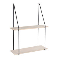 WANDREGAL Schwarz, Hellbraun  - Hellbraun/Schwarz, Design, Holz/Metall (55/72/21cm)