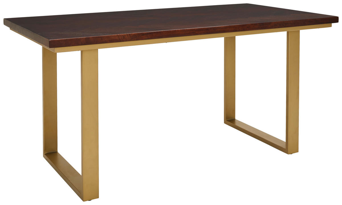 ESSTISCH in Holz, Metall 160/90/76 cm   - Goldfarben/Walnussfarben, Natur, Holz/Metall (160/90/76cm) - MID.YOU