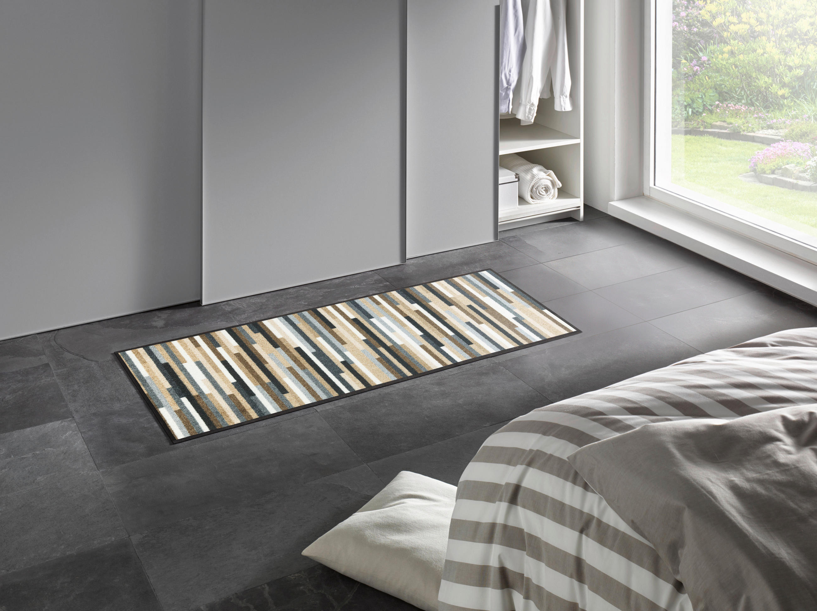 FUßMATTE  60/140 cm  Braun, Grau, Beige  - Beige/Braun, KONVENTIONELL, Kunststoff/Textil (60/140cm) - wash+dry