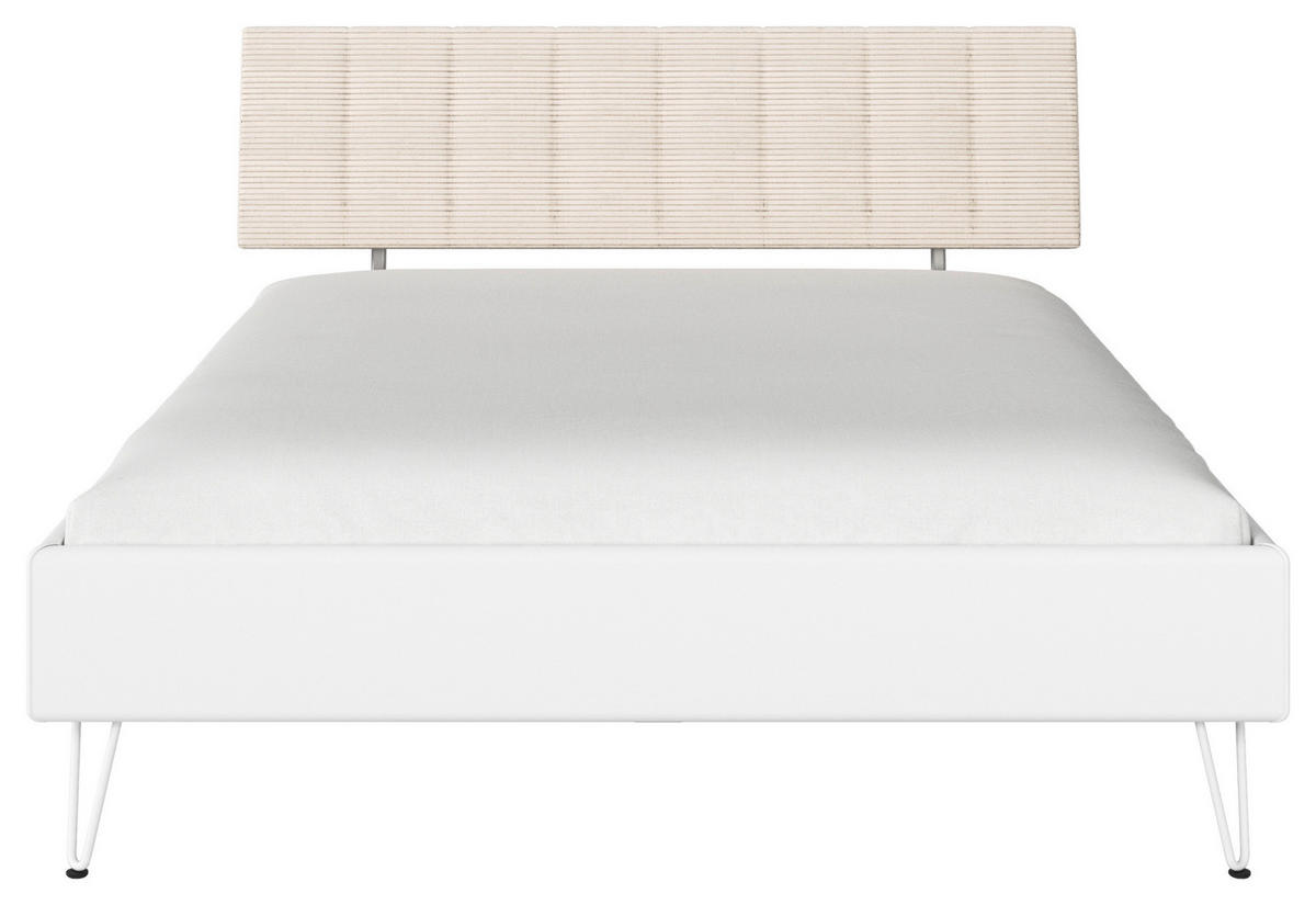 BETT 160/200 cm,  in Weiß,  - Weiß, Design, Textil/Metall (160/200cm) - Carryhome