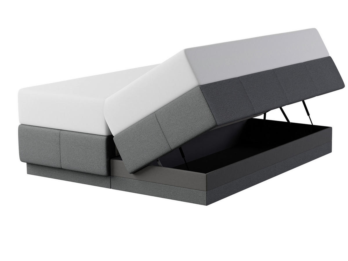 BOXSPRING KREVET 180/200 cm     crna  - crna/boje aluminija, Design, tekstil/metal (180/200cm) - Dieter Knoll