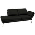 RÉCAMIERE in Echtleder Schwarz  - Chromfarben/Schwarz, Design, Leder/Metall (209/85-109/95-16cm) - Dieter Knoll