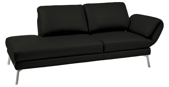 RÉCAMIERE in Echtleder Schwarz - Chromfarben/Schwarz, Design, Leder/Metall (209/85-109/95-16cm) - Dieter Knoll