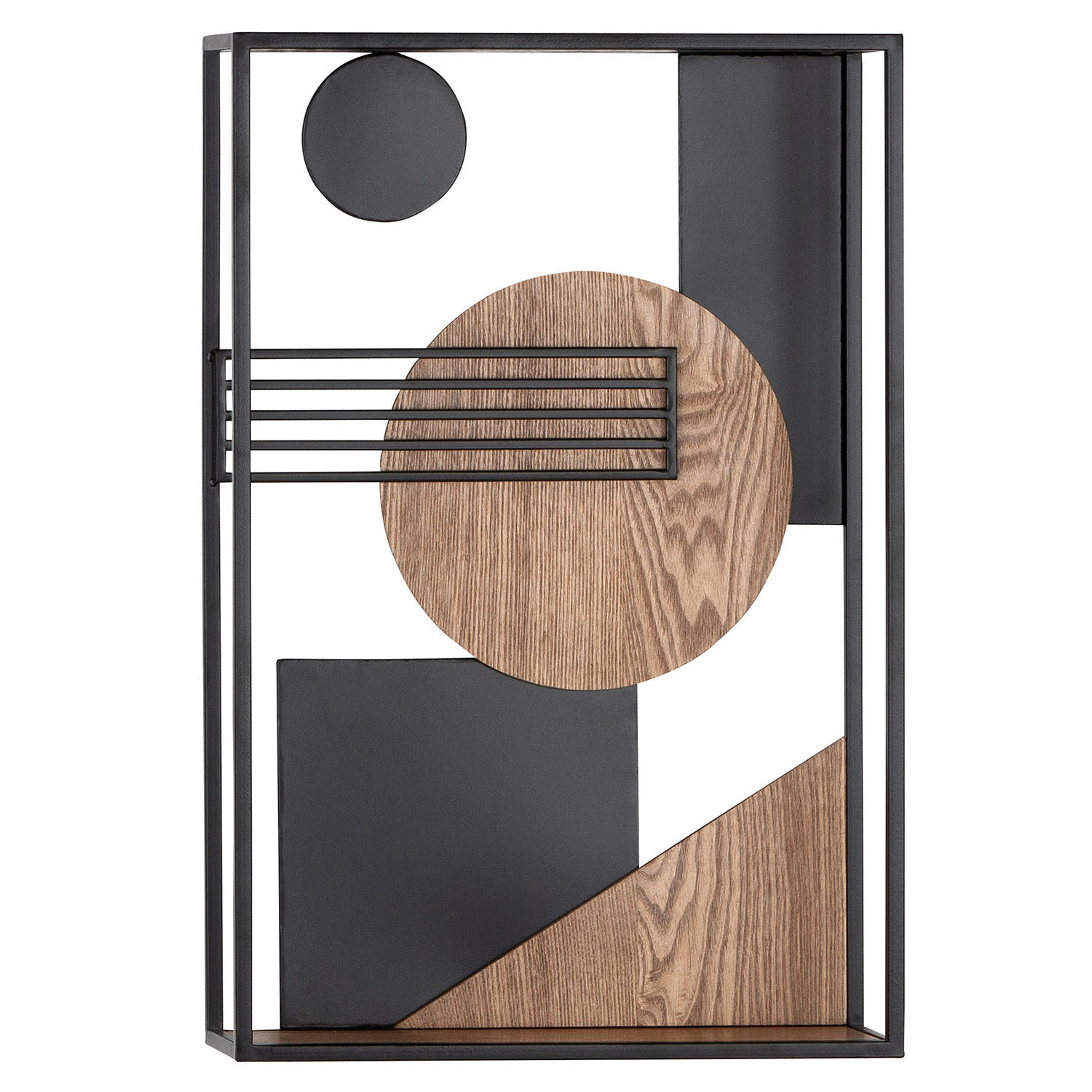 Thumbnail - Wandregal Loco, Schwarz, Hellbraun, Metall, Holzwerkstoff, 40x60x12 cm, hängend, Babymöbel, Babyzimmerregale