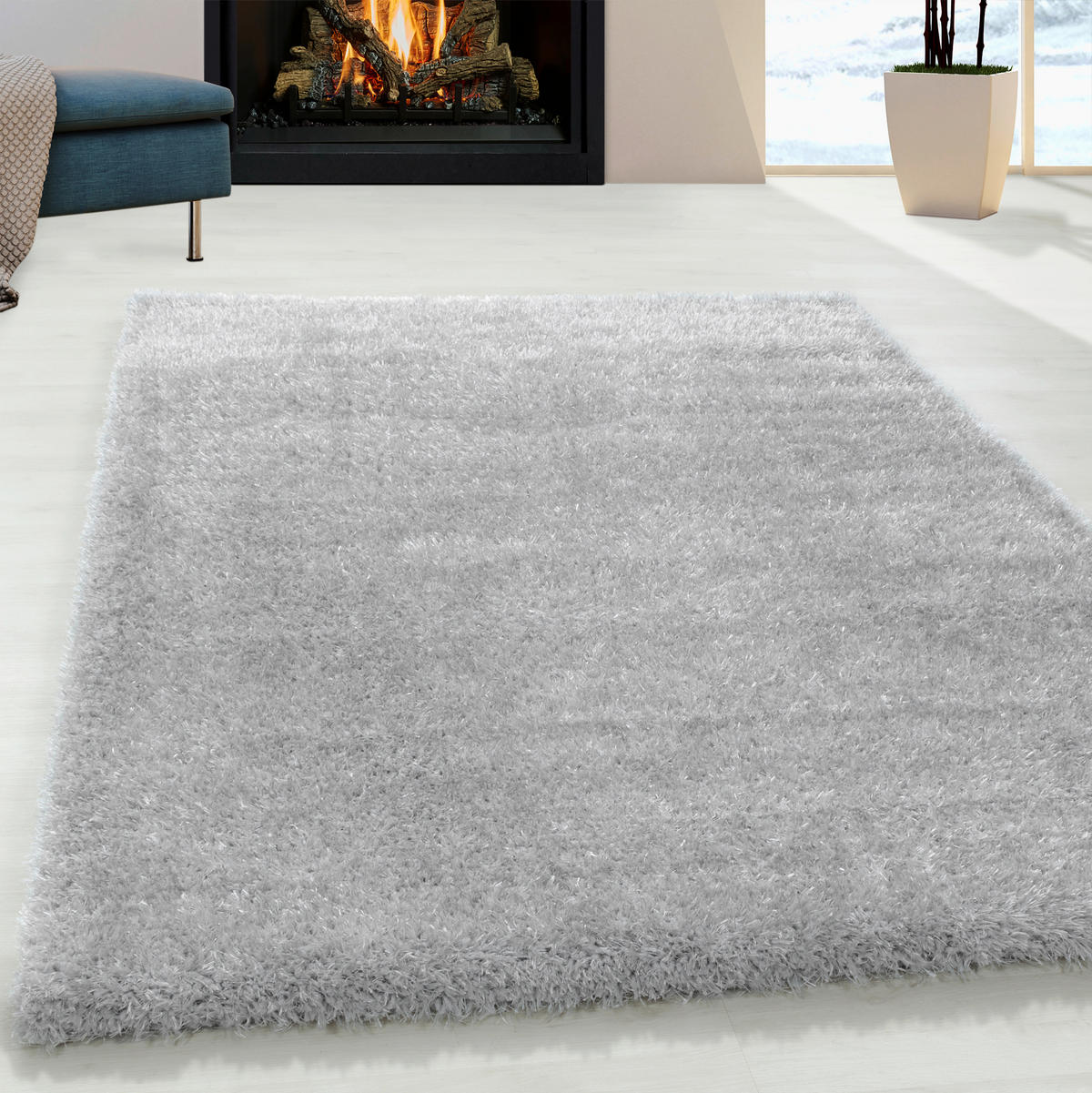 KOBEREC S VYSOKÝM VLASEM, 120/170 cm, barvy stříbra - barvy stříbra, Basics, textil (120/170cm) - Novel